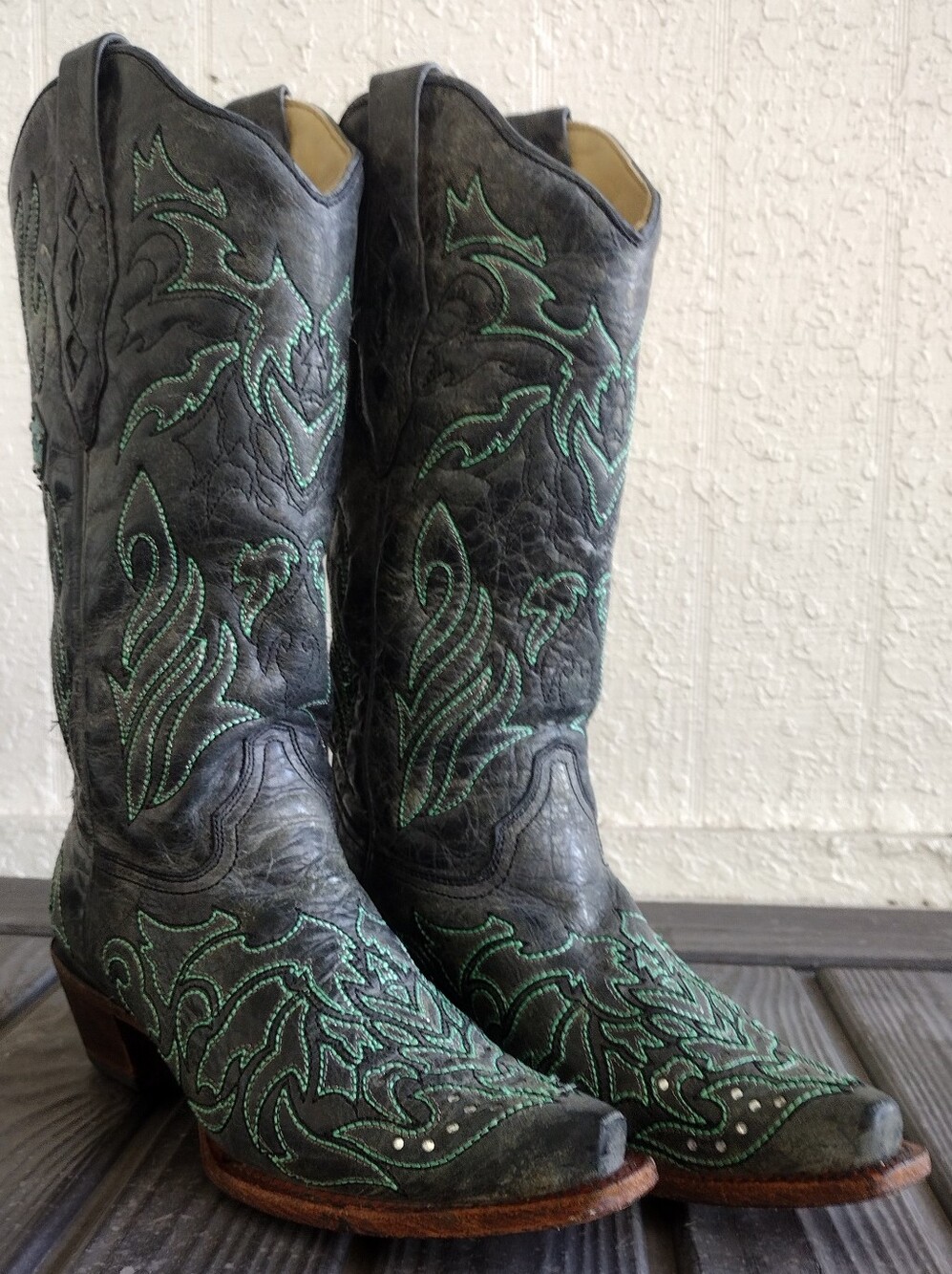 Corral Boots Women's Turquoise Embroidery Rhinestone Snip Toe Western Boot - Picture 10 of 16